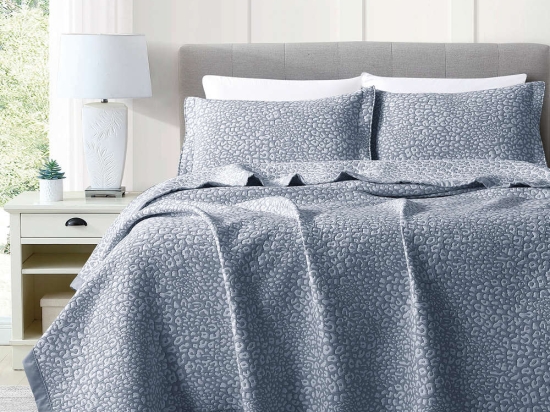 Borea Κουβέρτα Ζακάρ Σετ Leopard Μπλε Υπέρδιπλη 230 x 245 cm + (2) 50 x 70 cm Μπλε
