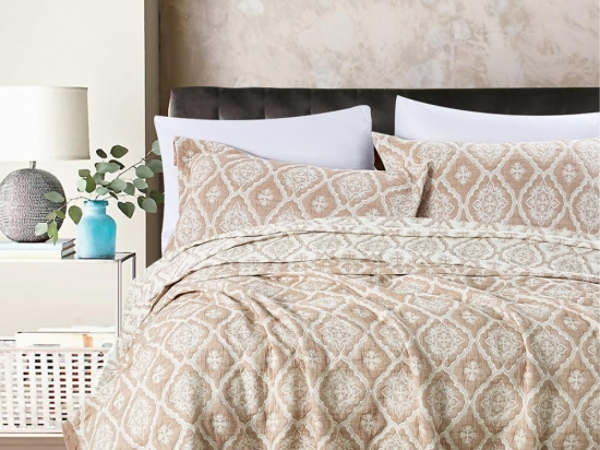 Borea Κουβέρτα Ζακάρ Σετ Valeria Μπεζ Υπέρδιπλη 230 x 245 cm + (2) 50 x 70 cm Μπεζ