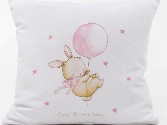Borea Μαξιλάρι Διακοσμητικό Printed Sweet Dreams Baby Λευκό-Ροζ 45 x 45 cm Λευκό-Ροζ