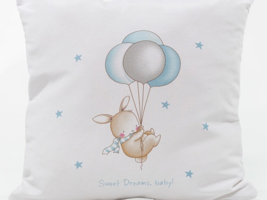 Borea Μαξιλάρι Διακοσμητικό Printed Sweet Dreams Baby Λευκό-Σιέλ 45 x 45 cm Λευκό-Σιέλ
