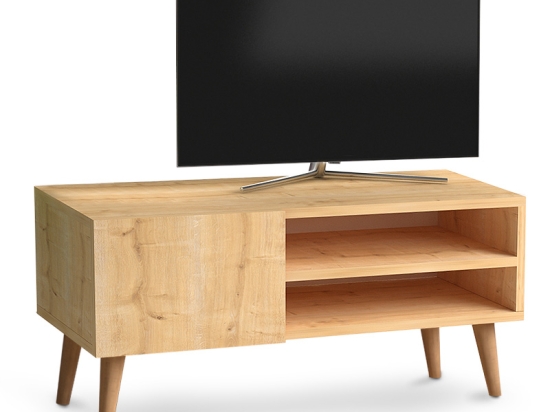 ΕΠΙΠΛΟ ΤΗΛΕΟΡΑΣΗΣ PORTO MEGAPAP ΑΠΟ ΜΕΛΑΜΙΝΗ ΧΡΩΜΑ OAK 90X32X42ΕΚ.