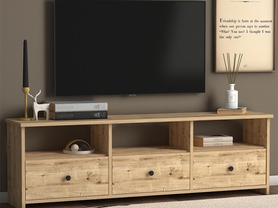 ΕΠΙΠΛΟ ΤΗΛΕΟΡΑΣΗΣ SOLE MEGAPAP ΑΠΟ ΜΕΛΑΜΙΝΗ ΧΡΩΜΑ OAK 150X32X47ΕΚ.
