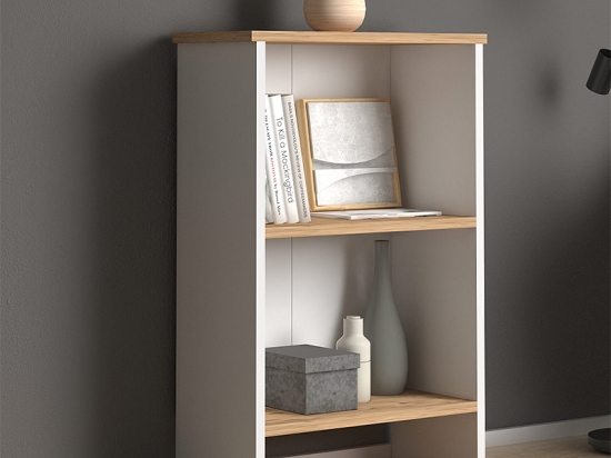ΒΙΒΛΙΟΘΗΚΗ ΜΕΛΑΜΙΝΗΣ FLORA MEGAPAP ΧΡΩΜΑ WHITE - OAK 52X25X80ΕΚ.