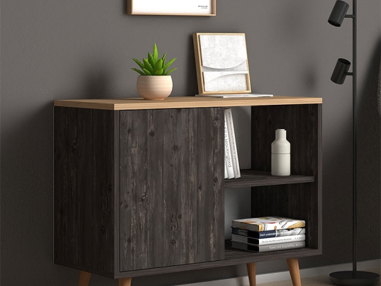ΚΟΝΣΟΛΑ - ΜΠΟΥΦΕΣ ΜΕΛΑΜΙΝΗΣ LUCE MEGAPAP ΧΡΩΜΑ INDUSTRIAL GREY - OAK 80X35X66ΕΚ.