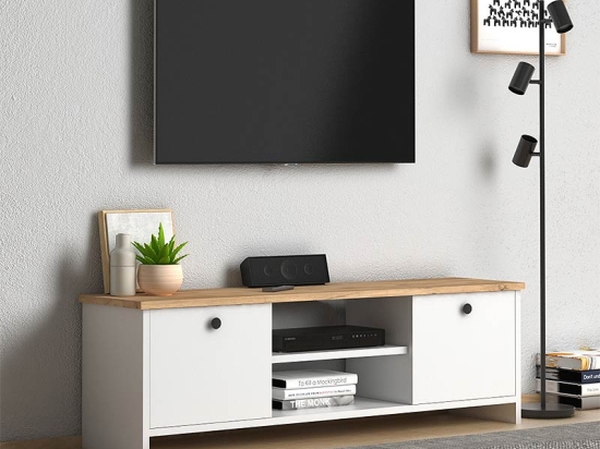 ΕΠΙΠΛΟ ΤΗΛΕΟΡΑΣΗΣ CUBE MEGAPAP ΑΠΟ ΜΕΛΑΜΙΝΗ ΧΡΩΜΑ PINE - WHITE 120X30X40ΕΚ.