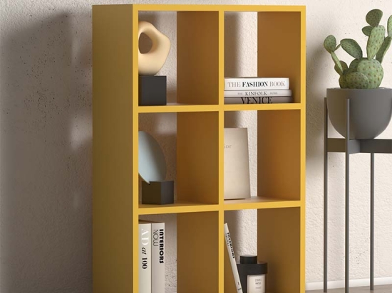 ΒΙΒΛΙΟΘΗΚΗ CUBE MEGAPAP ΑΠΟ ΜΕΛΑΜΙΝΗ ΧΡΩΜΑ ΚΙΤΡΙΝΟ 73,5X34X109ΕΚ.