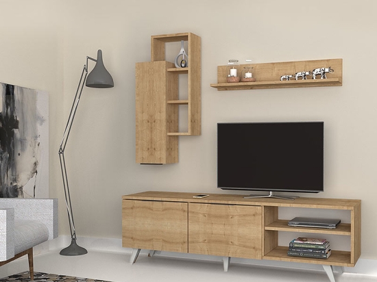 ΣΥΝΘΕΣΗ ΤΗΛΕΟΡΑΣΗΣ ZEN MEGAPAP ΑΠΟ ΜΕΛΑΜΙΝΗ ΧΡΩΜΑ SONOMA 160X35X47ΕΚ.
