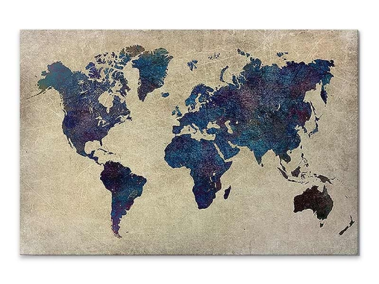 ΠΙΝΑΚΑΣ ΣΕ ΚΑΜΒΑ "WORLD MAP" MEGAPAP ΨΗΦΙΑΚΗΣ ΕΚΤΥΠΩΣΗΣ 75X50X3ΕΚ.