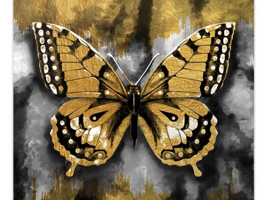 ΠΙΝΑΚΑΣ ΣΕ ΚΑΜΒΑ "GOLDEN BUTTERFLY" MEGAPAP ΨΗΦΙΑΚΗΣ ΕΚΤΥΠΩΣΗΣ 60X60X3ΕΚ.