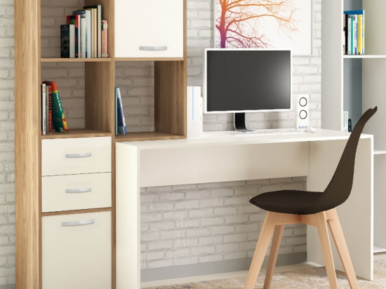 ΓΡΑΦΕΙΟ ΜΕΛΑΜΙΝΗΣ AURELIO MEGAPAP ΧΡΩΜΑ HONEY OAK - ΛΕΥΚΟ 170X35/60X76/151ΕΚ.