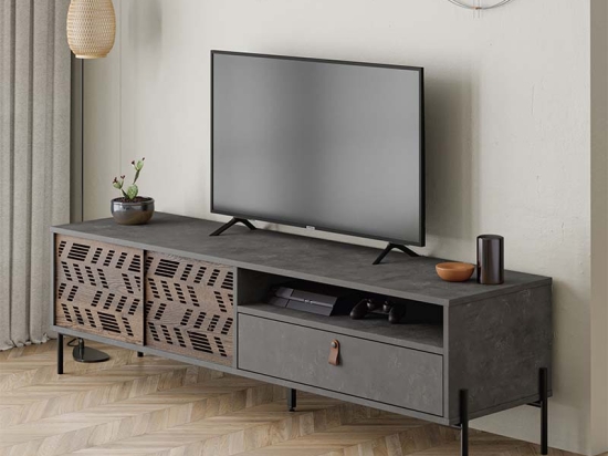ΕΠΙΠΛΟ ΤΗΛΕΟΡΑΣΗΣ DIONYSOS MEGAPAP ΧΡΩΜΑ ΓΚΡΙ ΡΕΤΡΟ 170X45X48,6ΕΚ.