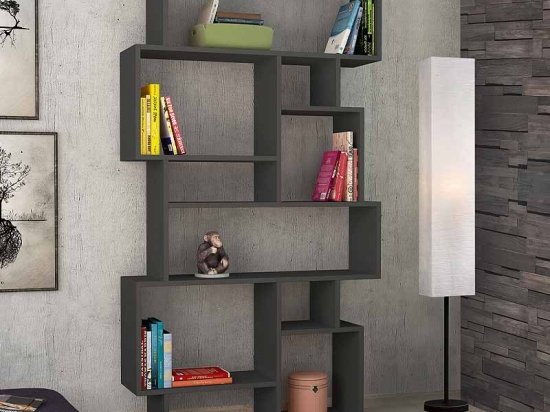 ΒΙΒΛΙΟΘΗΚΗ KARMATO MEGAPAP ΧΡΩΜΑ ΑΝΘΡΑΚΙ 96X25,5X168,5ΕΚ.