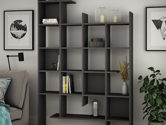 ΒΙΒΛΙΟΘΗΚΗ MANCO MEGAPAP ΧΡΩΜΑ ΑΝΘΡΑΚΙ 122X25,5X188ΕΚ.