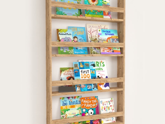 ΕΠΙΤΟΙΧΙΑ ΒΙΒΛΙΟΘΗΚΗ - ΡΑΦΙΕΡΑ MONTESSORI MEGAPAP ΑΠΟ ΜΕΛΑΜΙΝΗ ΧΡΩΜΑ PINE OAK 74X10X120ΕΚ.