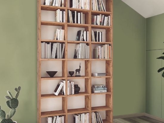 ΒΙΒΛΙΟΘΗΚΗ ΜΕΛΑΜΙΝΗΣ FYODOR MEGAPAP ΧΡΩΜΑ PINE OAK 102X16X178ΕΚ.