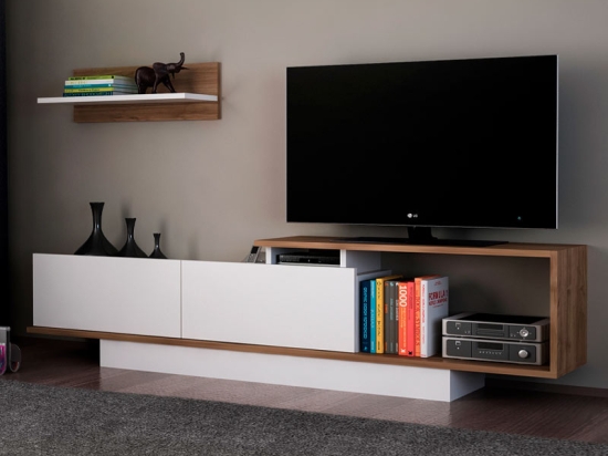ΕΠΙΠΛΟ ΤΗΛΕΟΡΑΣΗΣ NOVARA MEGAPAP ΧΡΩΜΑ ΛΕΥΚΟ - ΚΑΡΥΔΙ 180X29,6X45ΕΚ.
