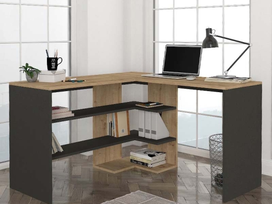 ΓΡΑΦΕΙΟ ΕΡΓΑΣΙΑΣ STYLO MEGAPAP ΧΡΩΜΑ SAPPHIRE OAK -  ΑΝΘΡΑΚΙ 120X120X73,8ΕΚ.