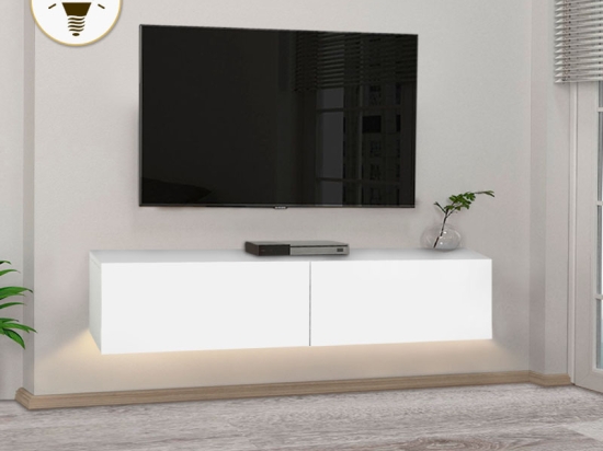 ΕΠΙΠΛΟ ΤΗΛΕΟΡΑΣΗΣ ΕΠΙΤΟΙΧΙΟ ARISTO MEGAPAP ΜΕ LED ΧΡΩΜΑ ΛΕΥΚΟ 135X31,6X25ΕΚ.