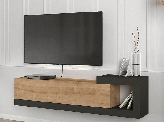 ΕΠΙΠΛΟ ΤΗΛΕΟΡΑΣΗΣ ΕΠΙΤΟΙΧΙΟ VOLARE MEGAPAP ΧΡΩΜΑ SAPPHIRE OAK - ΑΝΘΡΑΚΙ 150X29,6X38,6ΕΚ.