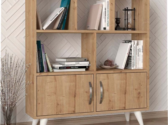ΒΙΒΛΙΟΘΗΚΗ ΜΕΛΑΜΙΝΗΣ DONATI MEGAPAP ΧΡΩΜΑ SAPPHIRE OAK 90X22X105ΕΚ.