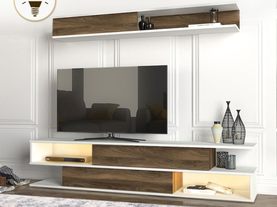 ΣΥΝΘΕΣΗ ΤΗΛΕΟΡΑΣΗΣ MANET MEGAPAP ΜΕ LED ΧΡΩΜΑ ΛΕΥΚΟ - ΚΑΡΥΔΙ 180X29,5X39ΕΚ.