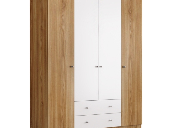 ΝΤΟΥΛΑΠΑ ΡΟΥΧΩΝ STEFAN MEGAPAP ΤΕΤΡΑΦΥΛΛΗ ΧΡΩΜΑ SAPPHIRE OAK - ΛΕΥΚΟ 140X50X182ΕΚ.