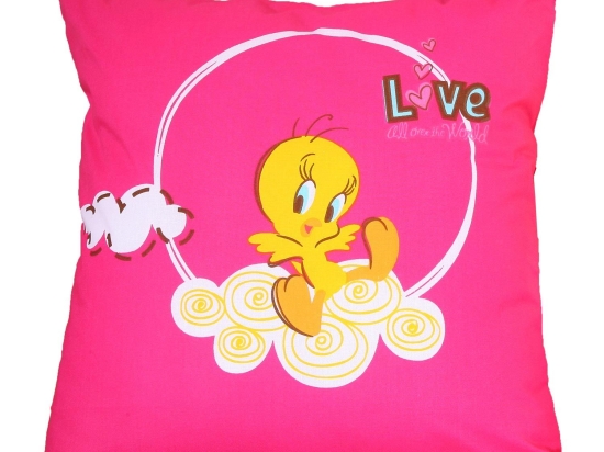 Διακοσμητικό Μαξιλάρι Tweety 10 (Με Γέμιση) Multi Viopros 40Χ40 100% Βαμβάκι