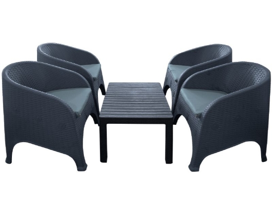 Bonsai Home  Σετ Σαλόνι Τύπου Ρατάν 5 Τεμαχίων Ανθρακί 60x90x45 & 62x74x80 cm