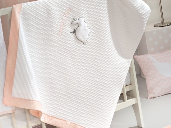 Κουβέρτα Βρεφική Lapin Πικέ Pink Saint Clair Κούνιας 110x150cm 100% Βαμβάκι