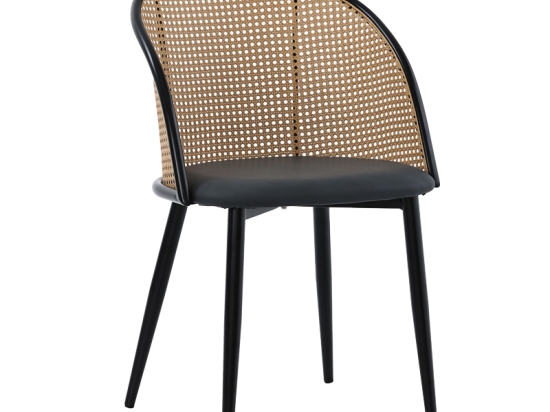 ΚΑΡΕΚΛΑ RICCARDO PAKOWORLD ΦΥΣΙΚΟ PE RATTAN-ΑΝΘΡΑΚΙ PU-ΜΑΥΡΟ ΜΕΤΑΛΛΟ 56X52X82ΕΚ