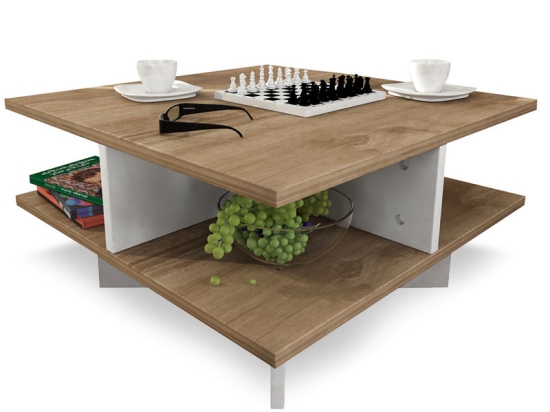 ΤΡΑΠΕΖΙ ΣΑΛΟΝΙΟΥ CROSS PAKOWORLD ΧΡΩΜΑ ΚΑΡΥΔΙ - ΛΕΥΚΟ 60X60X31ΕΚ