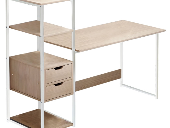 ΓΡΑΦΕΙΟ ZAYN ΙΙ PAKOWORLD ΜΕ ΡΑΦΙΕΡΑ-MDF ΦΥΣΙΚΟ-ΛΕΥΚΟ 107X40X110ΕΚ
