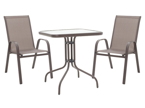 ΤΡΑΠΕΖΑΡΙΑ WATSON-CALAN ΣΕΤ 3ΤΕΜ PAKOWORLD ΜΕΤΑΛΛΟ-TEXTILENE ΚΑΦΕ 70X70X70ΕΚ