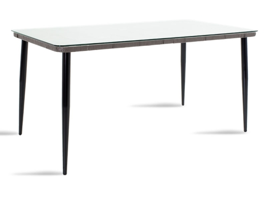 ΤΡΑΠΕΖΙ NAOKI PAKOWORLD ΜΕΤΑΛΛΟ ΜΑΥΡΟ-PE ΓΚΡΙ-ΓΥΑΛΙ 160X90X78ΕΚ