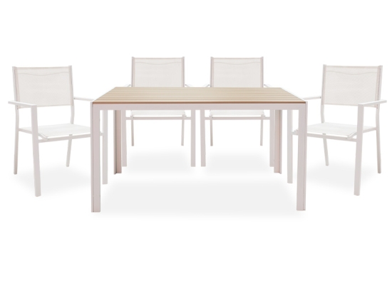 ΤΡΑΠΕΖΑΡΙΑ NARES-MOLY ΣΕΤ 5ΤΕΜ PAKOWORLD ΑΛΟΥΜΙΝΙΟ-TEXTILENE ΛΕΥΚΟ PLYWOOD ΦΥΣΙΚΟ