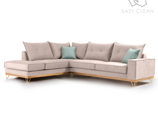 ΓΩΝΙΑΚΟΣ ΚΑΝΑΠΕΣ ΔΕΞΙΑ ΓΩΝΙΑ LUXURY II PAKOWORLD ΥΦΑΣΜΑ ELEPHANT-CIEL 290X235X95ΕΚ