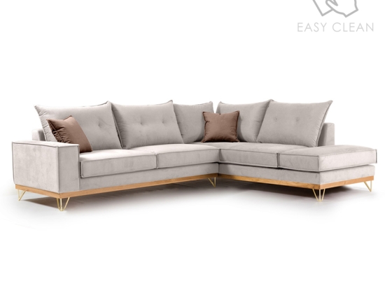ΓΩΝΙΑΚΟΣ ΚΑΝΑΠΕΣ ΑΡΙΣΤΕΡΗ ΓΩΝΙΑ LUXURY II PAKOWORLD ΥΦΑΣΜΑ CREAM-MOCHA 290X235X95ΕΚ