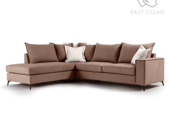 ΓΩΝΙΑΚΟΣ ΚΑΝΑΠΕΣ ΔΕΞΙΑ ΓΩΝΙΑ ROMANTIC PAKOWORLD ΥΦΑΣΜΑ MOCHA-CREAM 290X235X95ΕΚ
