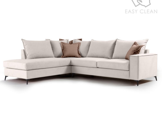 ΓΩΝΙΑΚΟΣ ΚΑΝΑΠΕΣ ΔΕΞΙΑ ΓΩΝΙΑ ROMANTIC PAKOWORLD ΥΦΑΣΜΑ CREAM-MOCHA 290X235X95ΕΚ