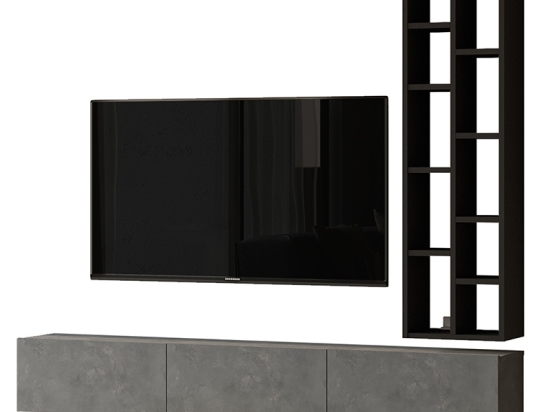ΣΥΝΘΕΤΟ ΣΑΛΟΝΙΟΥ ΕΠΙΤΟΙΧΙΟ ESMERALDA PAKOWORLD CEMENT-ΜΑΥΡΟ 174.5X27X145ΕΚ