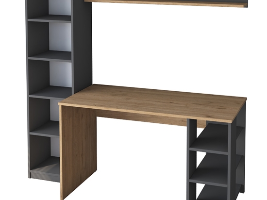 ΓΡΑΦΕΙΟ ΜΕ ΒΙΒΛΙΟΘΗΚΗ GOLDIE PAKOWORLD ΑΝΘΡΑΚΙ-ΦΥΣΙΚΟ 160X45X161.8ΕΚ