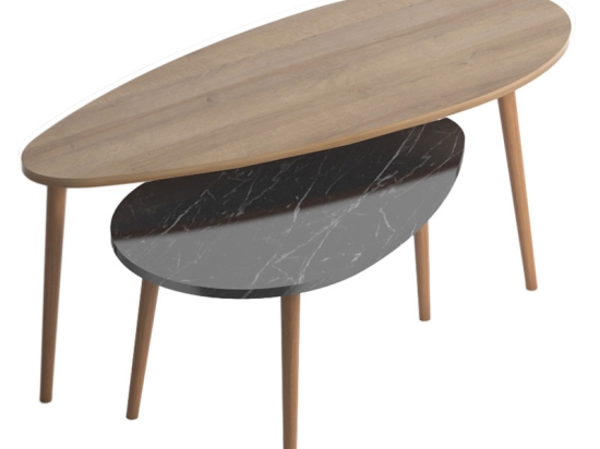 ΤΡΑΠΕΖΙ ΣΑΛΟΝΙΟΥ MONTY PAKOWORLD OAK-ΜΑΥΡΟ ΜΑΡΜΑΡΟΥ 116X46X46ΕΚ