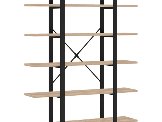 ΒΙΒΛΙΟΘΗΚΗ ESTHON PAKOWORLD ΦΥΣΙΚΟ-ΜΑΥΡΟ ΜΕΤΑΛΛΟ 120X28X180ΕΚ