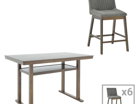 ΤΡΑΠΕΖΑΡΙΑ TENON - SIERA Ι PAKOWORLD ΣΕΤ 7ΤΕΜ ΚΑΡΥΔΙ-ΑΝΘΡΑΚΙ 150X90X91,5ΕΚ.