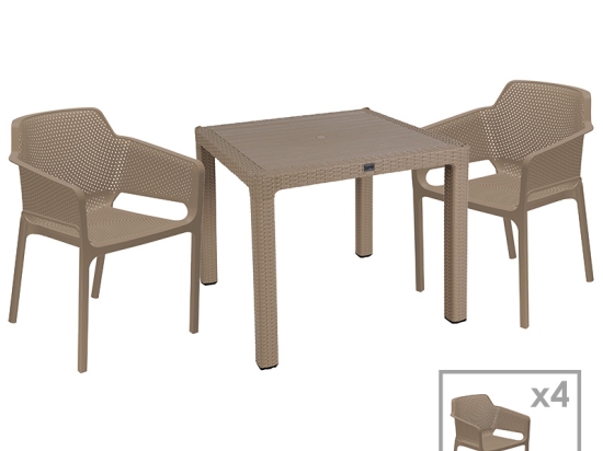 ΤΡΑΠΕΖΑΡΙΑ EXPLORE-INTEGRAL PAKOWORLD ΣΕΤ 5ΤΕΜ PP CAPPUCCINO 90X90X73,5ΕΚ.