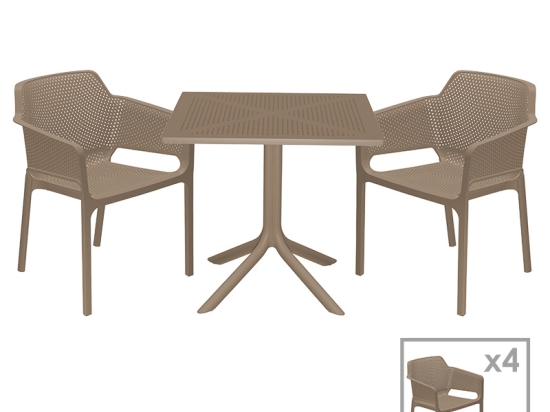 ΤΡΑΠΕΖΑΡΙΑ GROOVY-INTEGRAL PAKOWORLD ΣΕΤ 5ΤΕΜ PP CAPPUCCINO 80X80X74,5ΕΚ