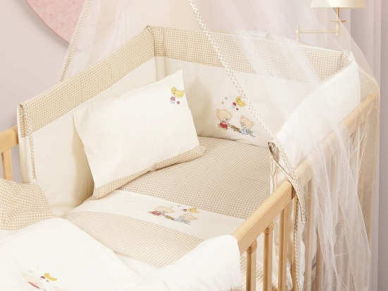 Βρεφικό Σετ Κούνιας 3τμχ Happy Bears Beige DimCol 100x140cm 100% Βαμβάκι