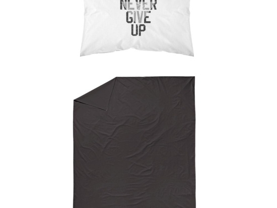 Borea Σεντόνι Σετ 2ΤΜΧ Never Give Up Μαύρο Μονό 160 x 240 cm + 50 x 70 cm Μαύρο