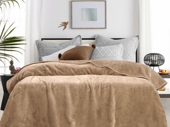 Bonsai Home Κουβέρτα Βελουτέ Super Soft Μονή 160x220 - Neffy Μπεζ