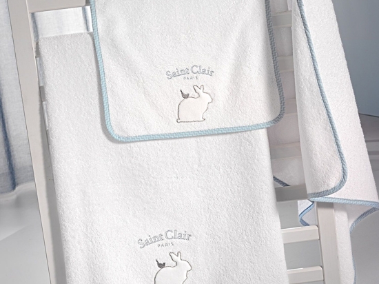 Πετσέτες Βρεφικές Lapin (Σετ 2τμχ) Blue Saint Clair Σετ Πετσέτες 65x120cm 100% Βαμβάκι